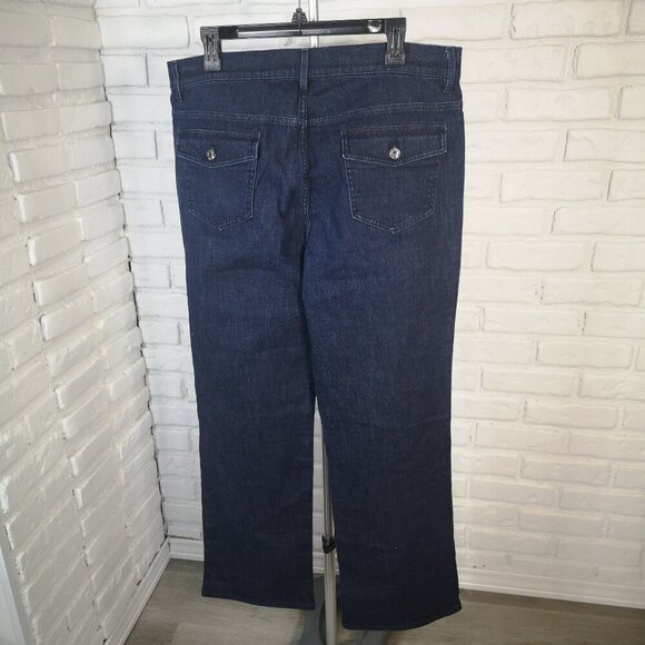 Talbots Ladies Size 12 Dark Wash Boot Cut Zipper & Button Closure Jeans - Picture 2 of 13